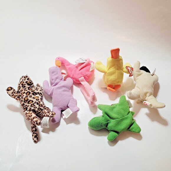 6 pc TY Teenie Beanie Babies 1993 Turtle Chops Happy Pinky Quacks Freckles - Picture 2 of 5